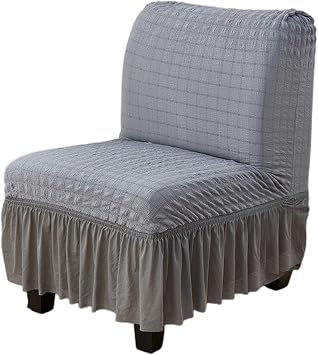 Soft Armless Chair Covers with Skirt, Super Fit Stretch Accent Chair Covers Non Slip Chair Protector Slipcover for Living Room 8