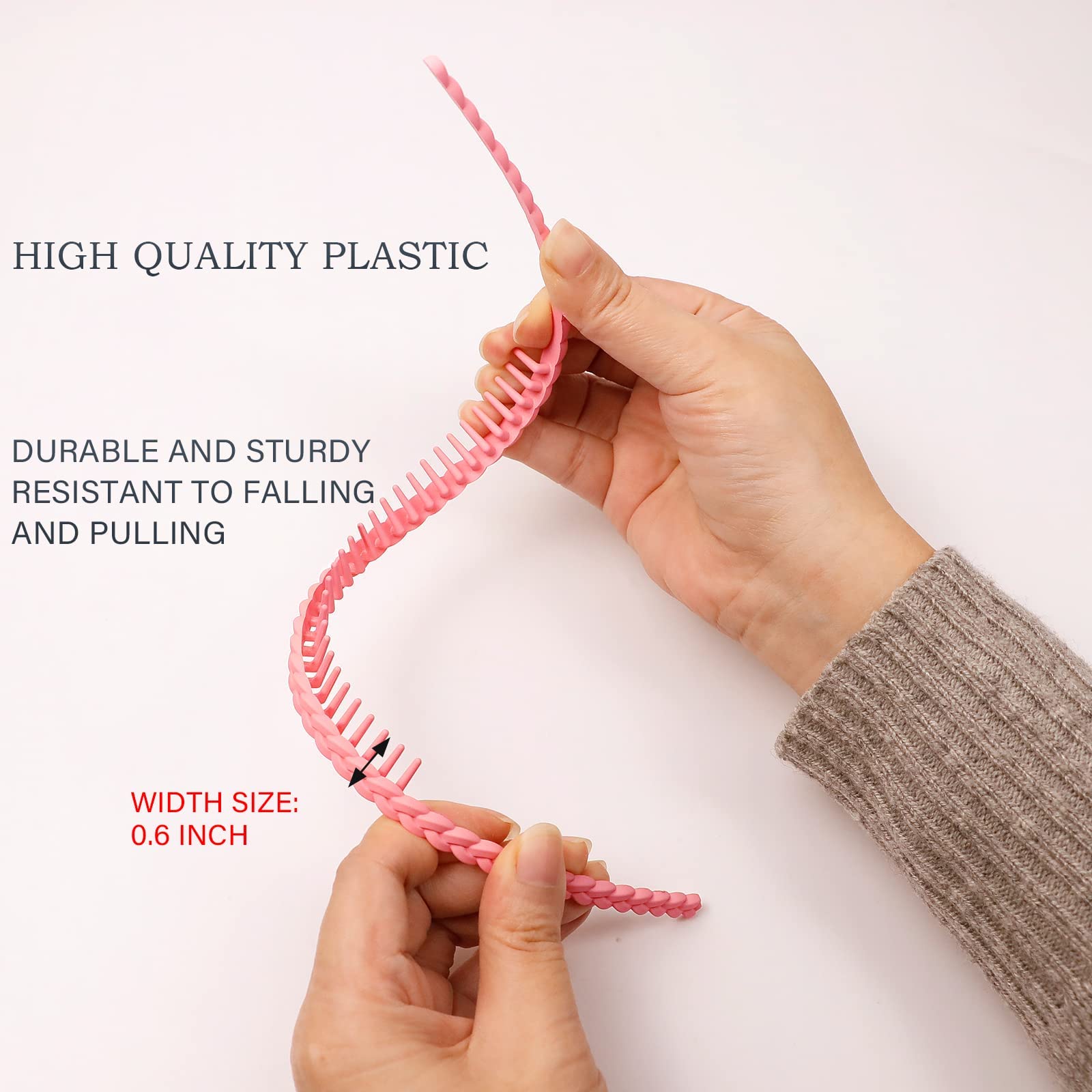 Set 8 Fascie Per Capelli In Plastica LAPOHI – Antiscivolo, Con Pettine Dentato, Per Uomo E Donna (Nero