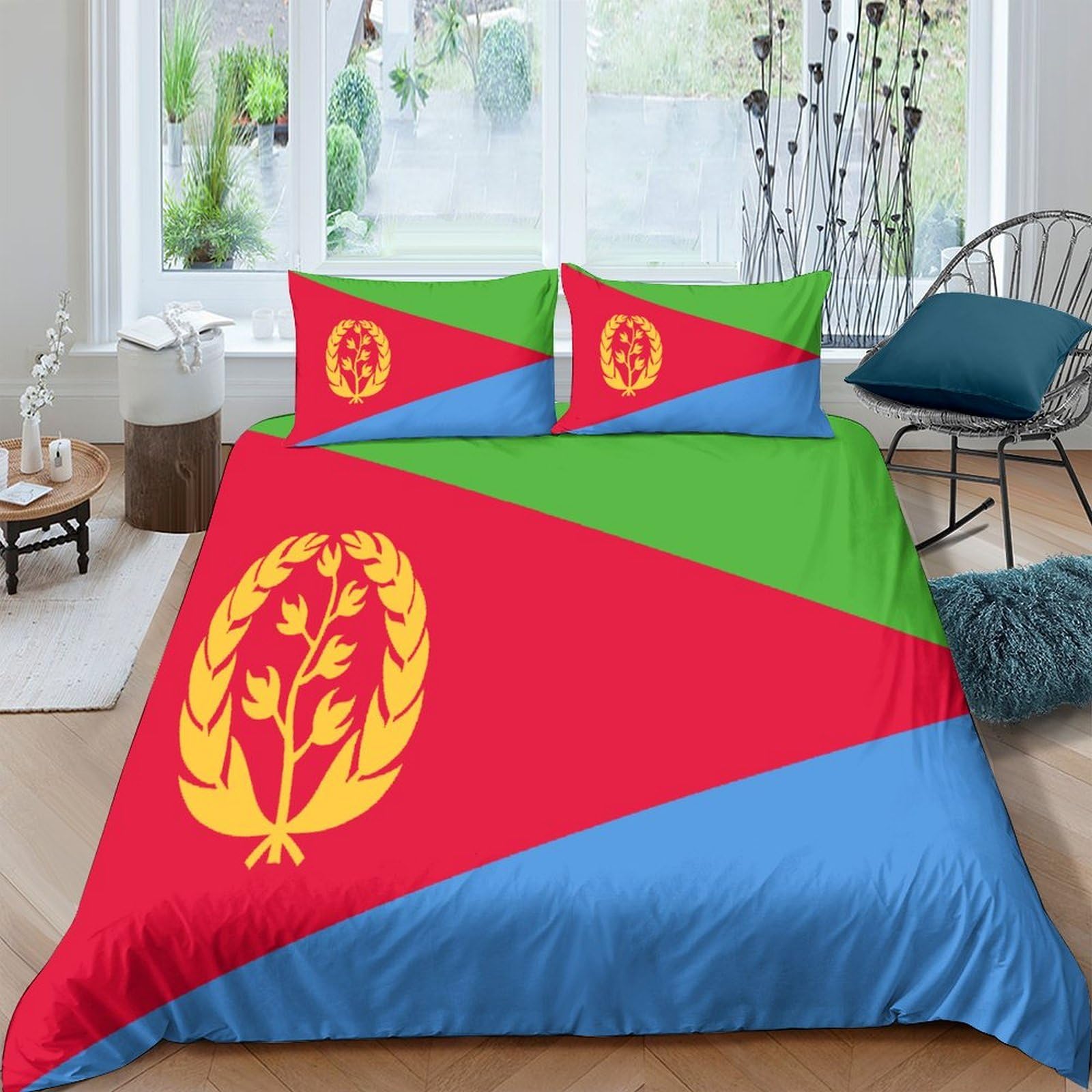 Housse de couette Erythrée 3D Super King 260x220 cm en microfibre respirante avec taies