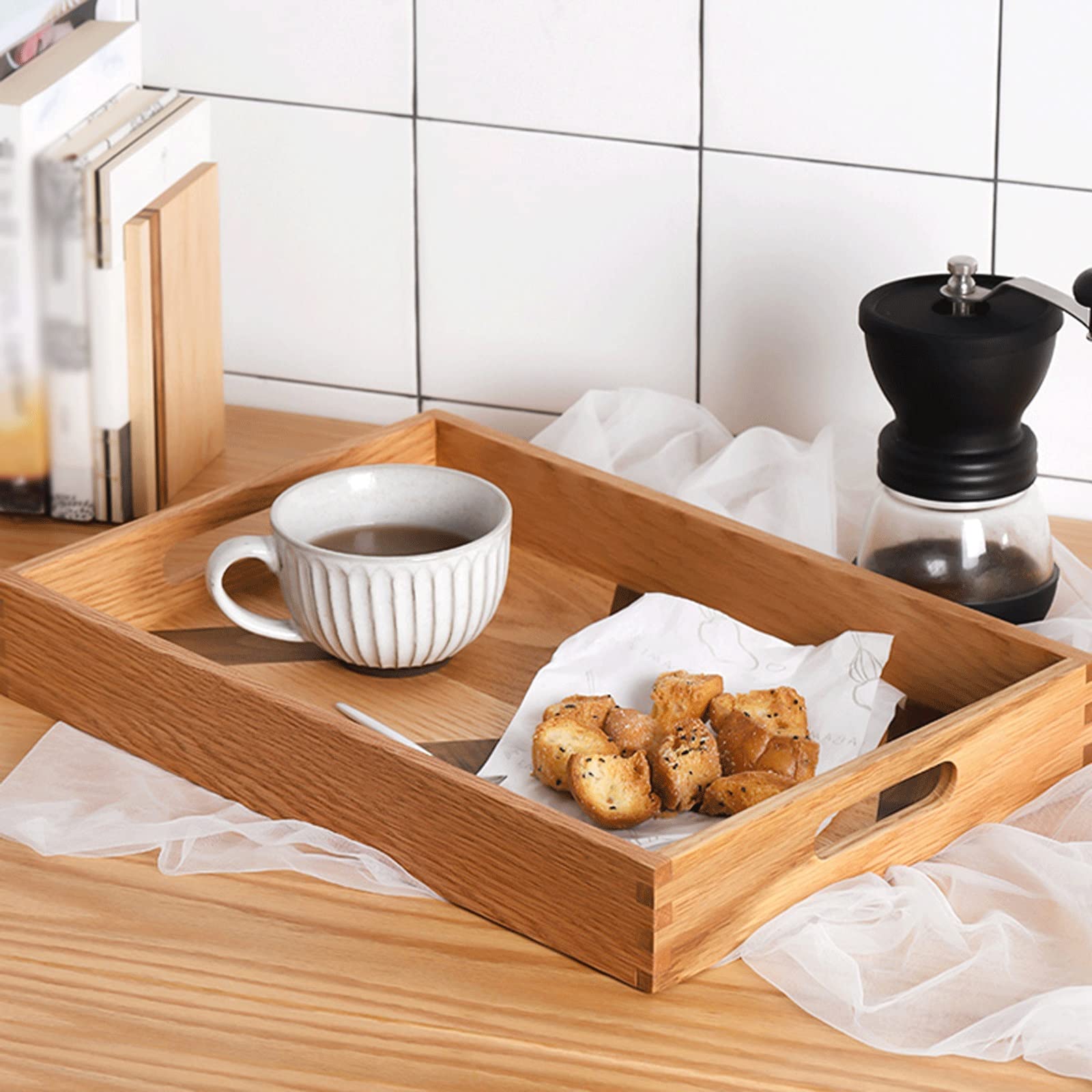 Bandeja Bandeja de Madera sirviendo Bandeja de Bandeja Rectangular Bandeja Desayuno Fruta Bandeja for Comida y decoración de Mesa Bandeja Antideslizante (Size : A)