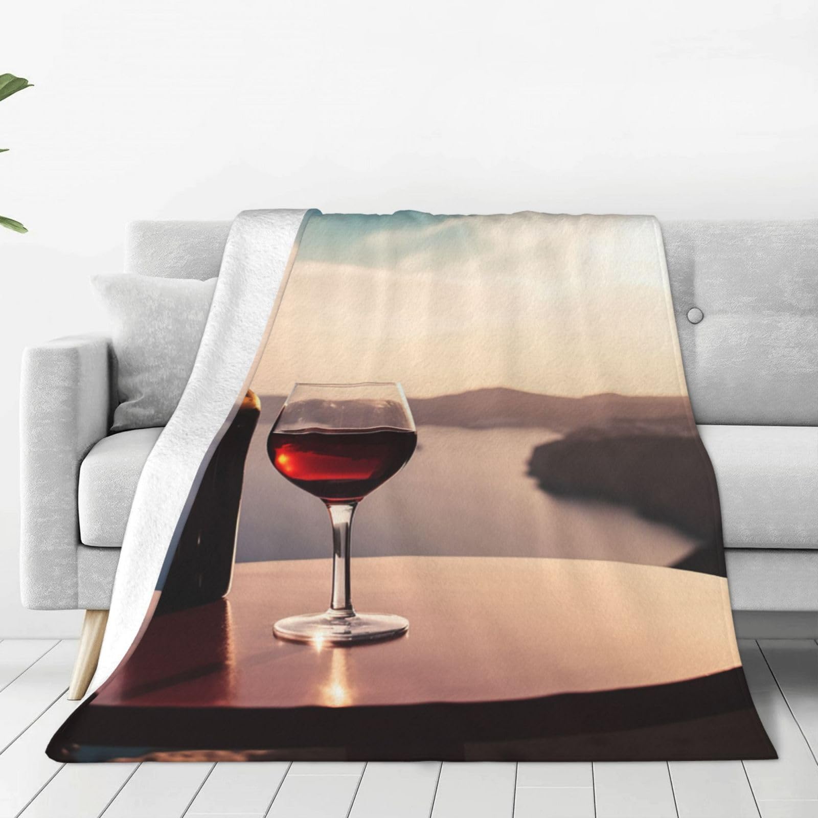 Couverture en micro polaire vin grec 203x152 cm pour lit et canapé