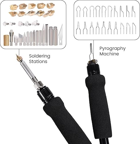 Miniatura 7 de Juego de quemador de madera de 110 V y 145 W máquina de pirografía y accesorios azul