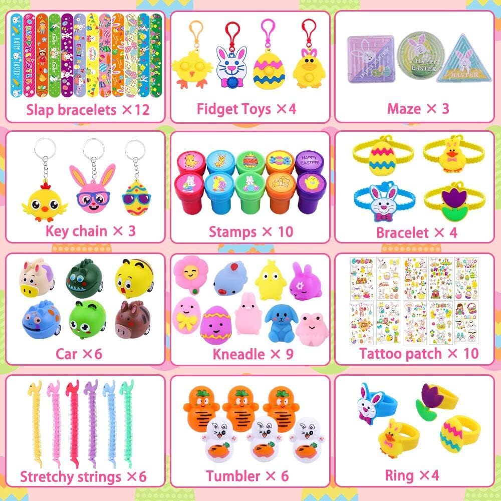XIMISHOP 73PCS Easter Party Favors Assortment Bulk, Easter Egg Fillers Basket Stuffers Classroom Exchange Gift Prize for kids girls, Easter Pinata Filler Goodie Bags