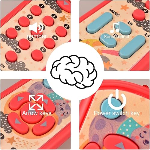 Miniatura 5 de Regalo de juguetes para bebés de 1 año, juguete de control remoto para bebé, juguetes sensoriales musicales de aprendizaje educativo con inglés,