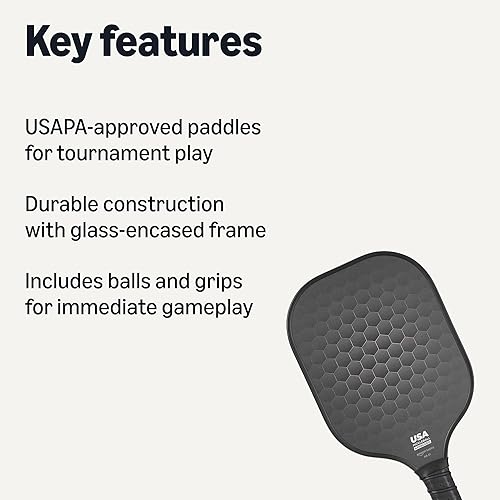 Miniatura 2 de Tienda Basics Paletas de pickleball, juego de 2 paletas aprobadas por USAPA incluidas 4 bolas,