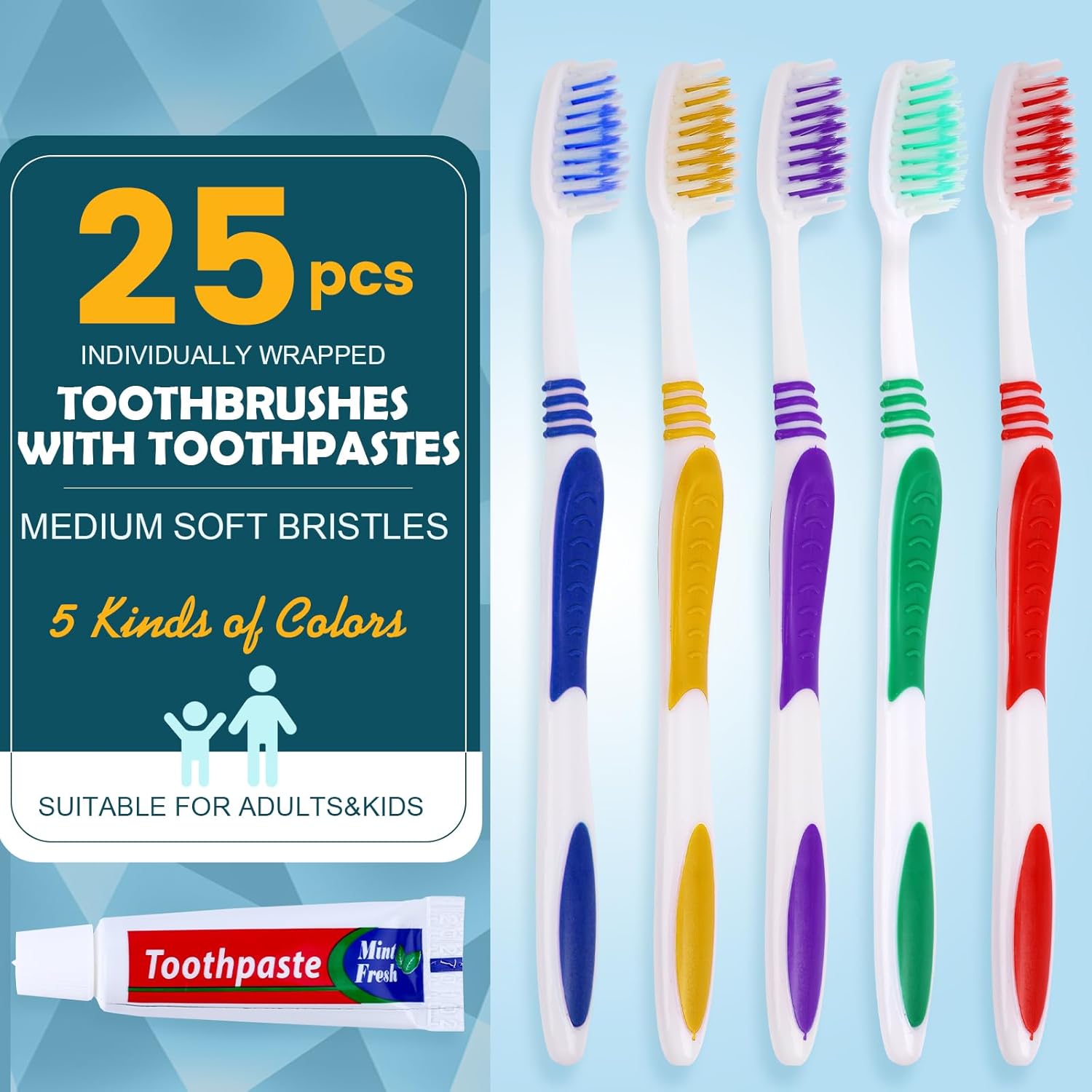 Disposable Toothbrush with Tootaste Bulk, Travel Tootaste, Bulk