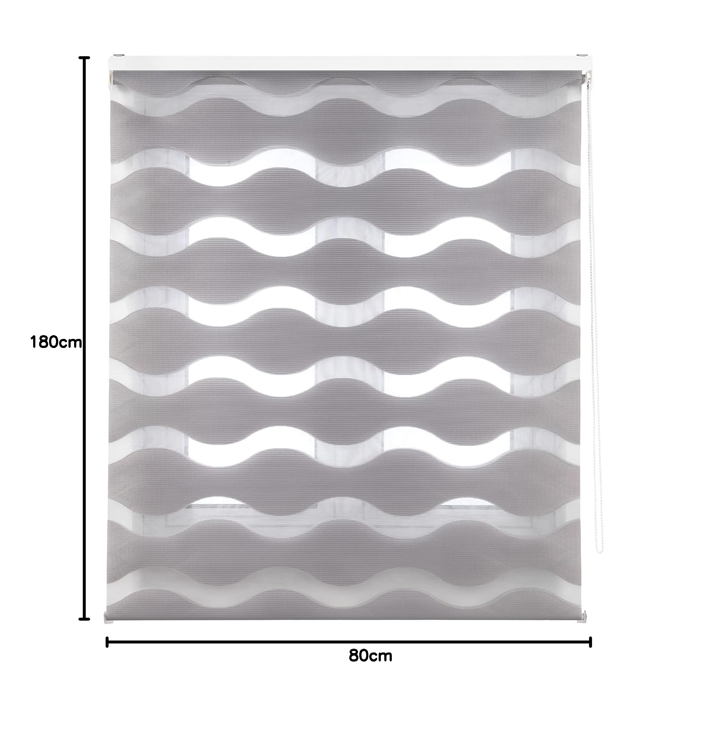 Blindecor Double épaisseur Nuit et jour méditerranéen, Argent, 80 x 180 cm