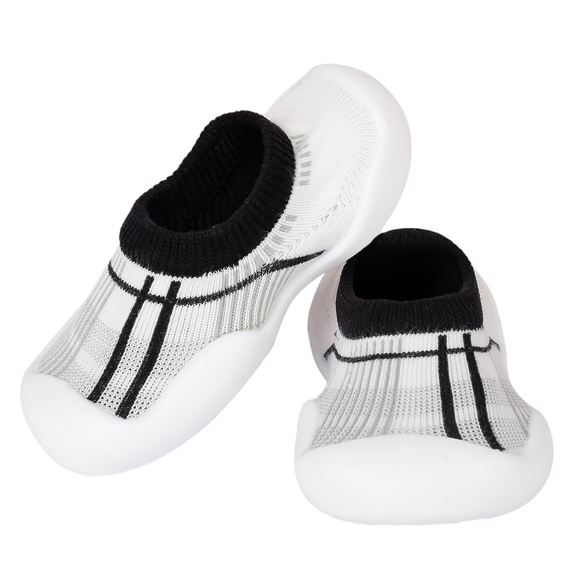 BabyMoo Checked Print Anti-Skid Sock Shoes Ultimate Comfort and Style for Infants, Toddlers, and Kids Lightweight, Durable Rubber Sole Pull-On Design for Boy & Girls -Black/White Age 12-18 Months (B0D56XDRK8) Amazon Price History, Amazon Price Tracker