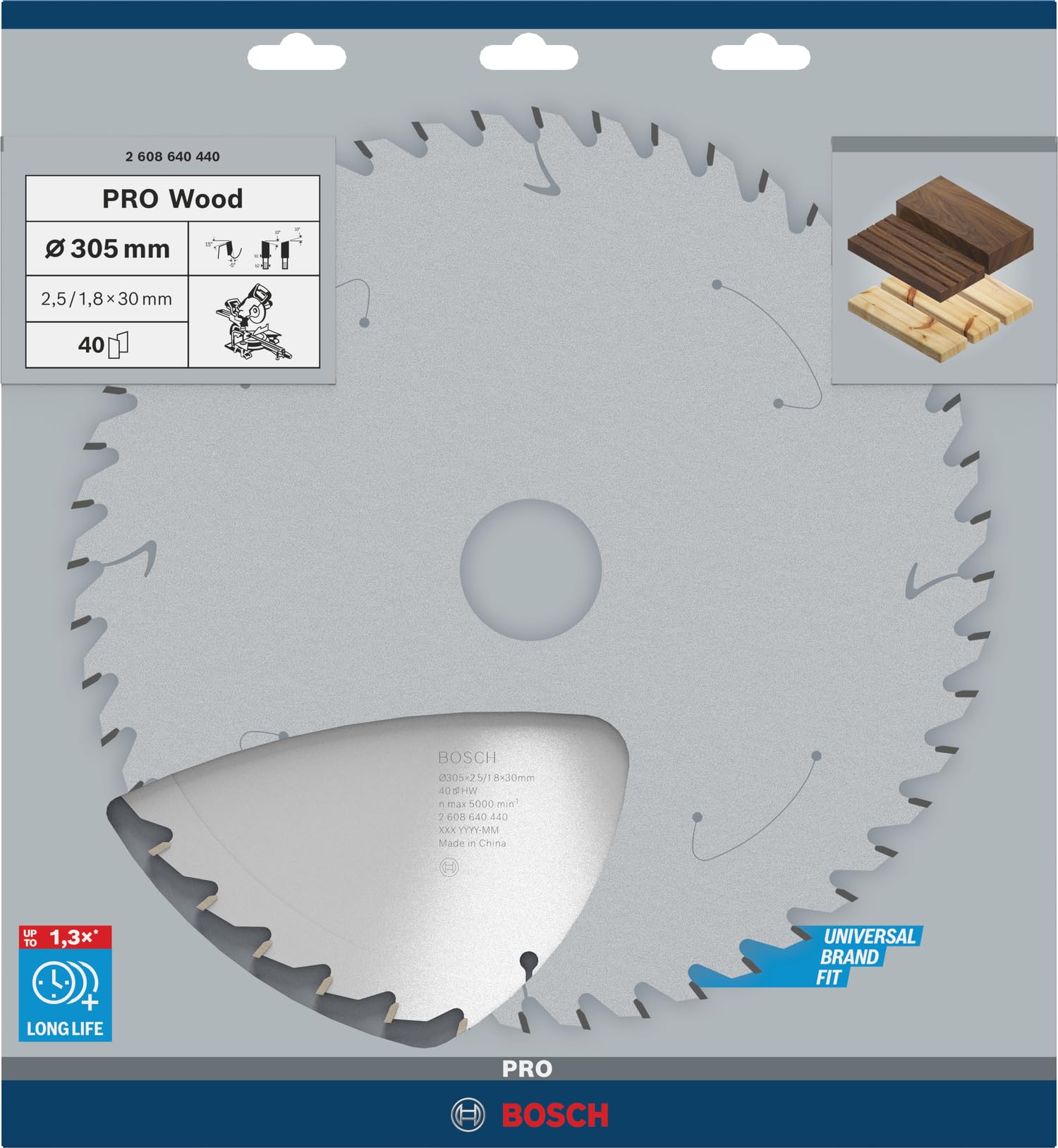 Bosch Professional 1x Kreissägeblatt Optiline Wood (Sägeblatt für Holz, Ø 305 x 30 x 2,5 mm, 40 Zähne, Zubehör Kreissäge)
