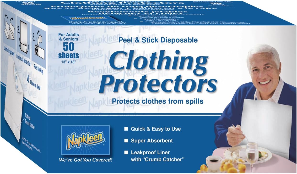 Napkleens Disposable Adult Bib Pack Of 50 Individual Disposable Bibs