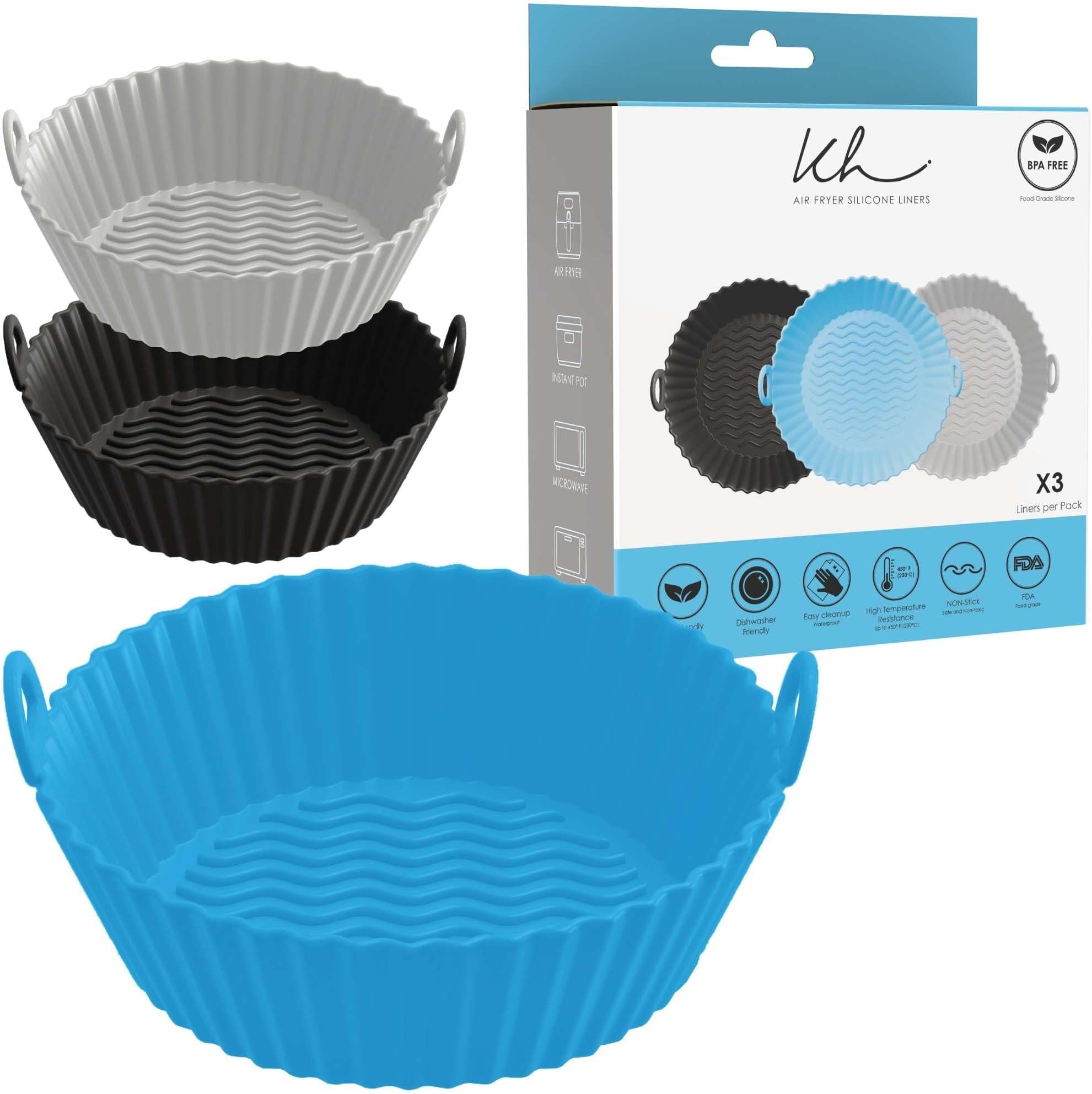 Keficor Silicone Air Fryer Liners 8.5 Inch Round 3 Pack
