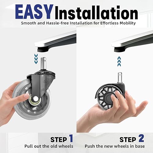 Miniatura 7 de MASTERY MART Juego de actualización de silla de oficina, repuesto de base resistente de 28 pulgadas, ruedas universales, cilindro de gas + juego de