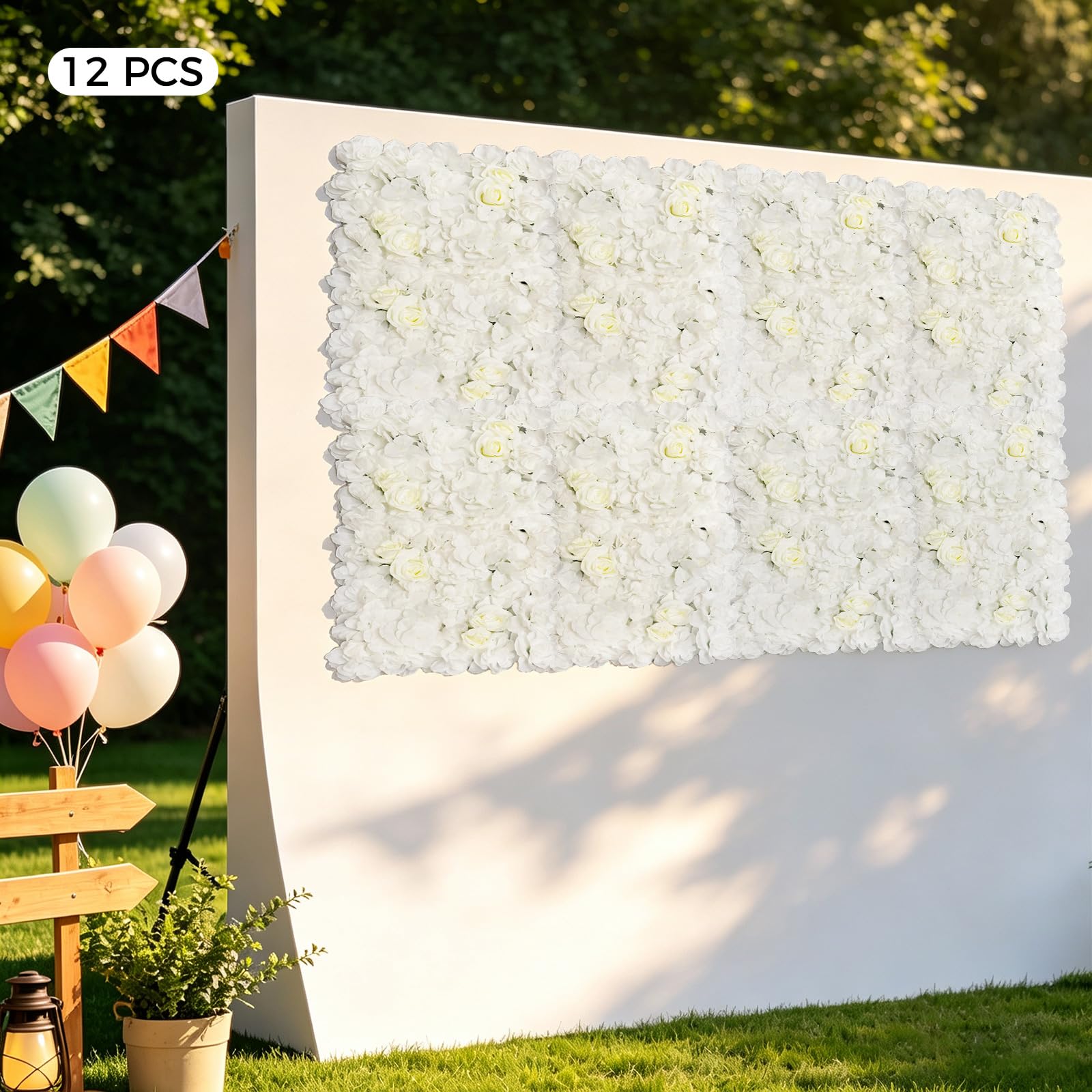 12-częściowa ściana kwiatowa ze sztucznych kwiatów, ściana 3D na wesela, walentynki, baby shower, pokój dziecięcy i wystrój mieszkania, sztuczna ściana kwiatowa do wewnątrz i na zewnątrz, 42 x