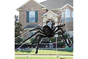 Giant Halloween Spider Web with Realistic Triangular Spider