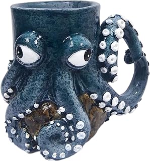 Octopus Cup, Handmade Octopus Shaped Mug, Art Statue for Milk Tea Enthusiasts, Best Travel, Christmas, Festivals, and Birthday, 4.92x3.15x3.94 Inches