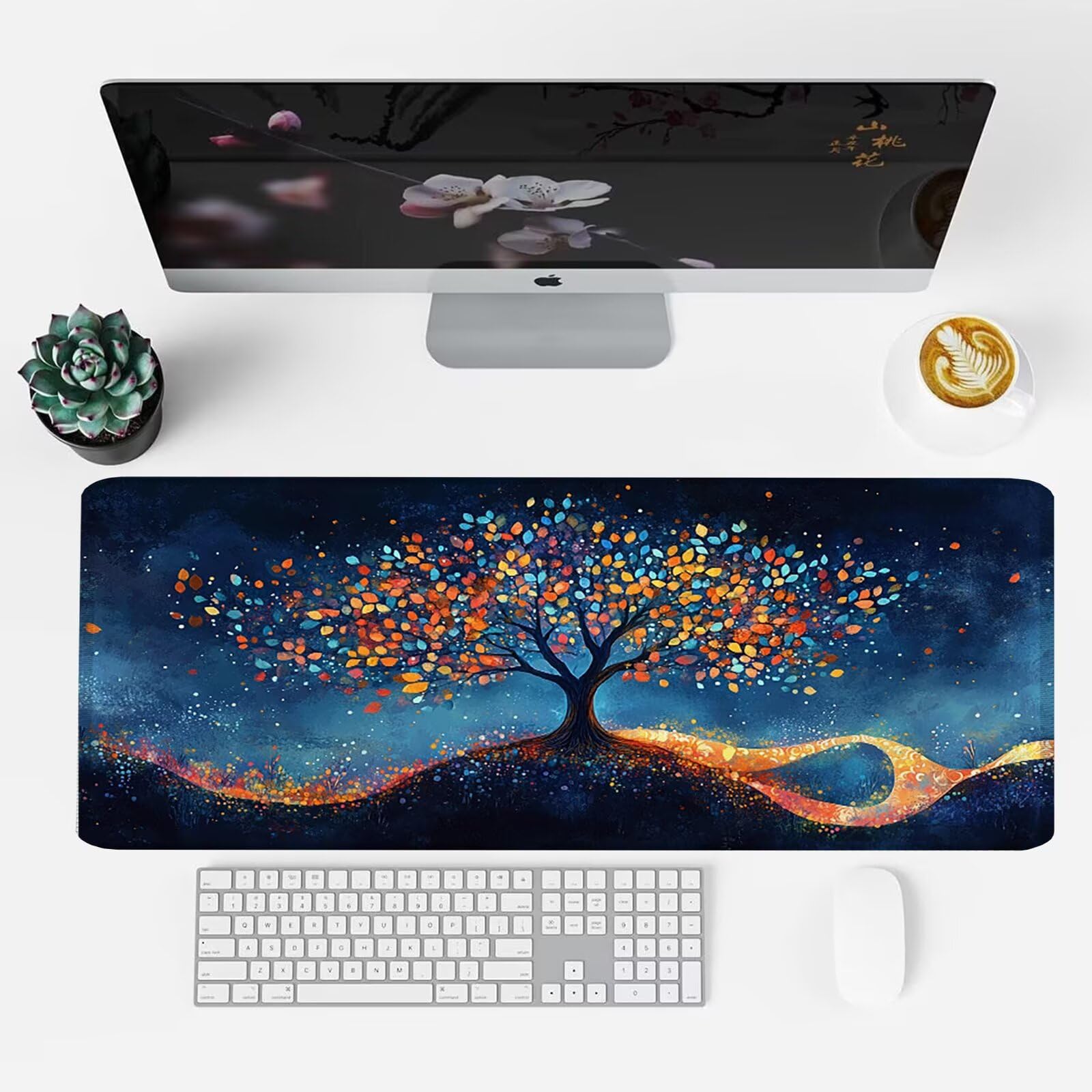 Duża podkładka pod mysz XXL 150 x 80 cm, podkładka pod mysz antypoślizgowa gumowa podstawa ze zszytymi krawędziami, ergonomiczna podkładka pod mysz akcesoria na biurko klawiatura do laptopa Gwiezdne