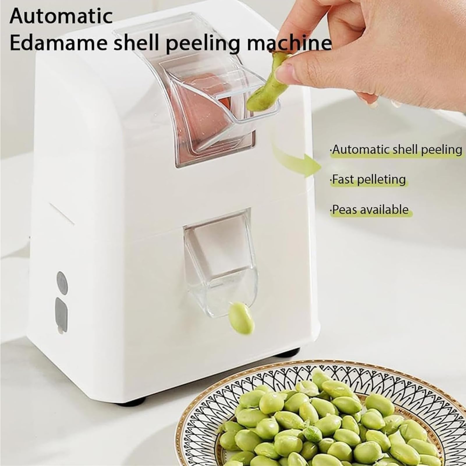 Machine électrique à écosser Les Pois, Machine Automatique à écosser édamame Et Haricots, Rendement élevé 3 Kg/h, Outils électriques pour écosser Les Haricots Et Le Soja pour Cuisine à Domicile