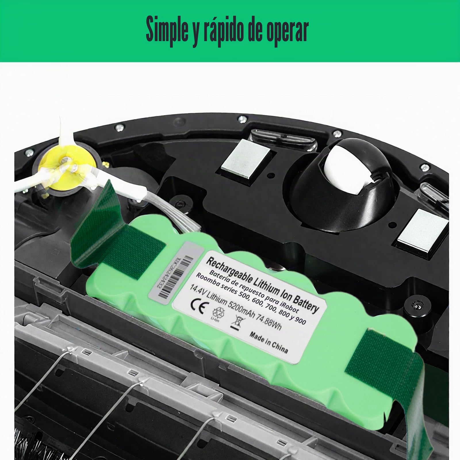 Energup 14.4V 5200mAh Batería de Litio para iRobot Roomba Serie 500 510 520 560 615 621 671 675 760 770 780 860