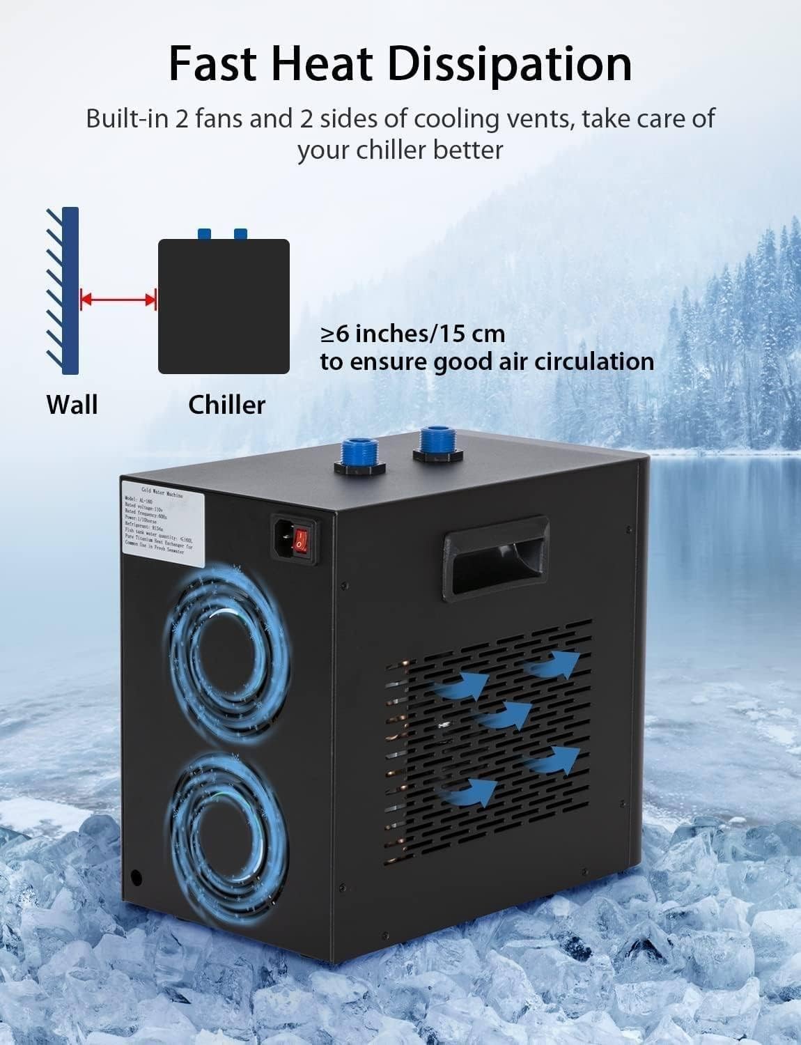 Aquarium-Kühler, Schnellkühlkompressor für Süß- und Salzwasseraquarien, Hydrokulturen und Wasserlebewesen, ideal zur Aufrechterhaltung der Temperatur