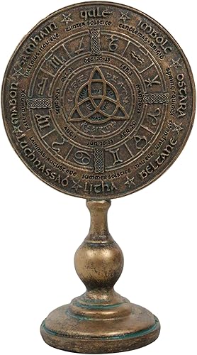 Ebros Gift Wicca Paranormal Celta Sabbat Rune Symbols Triqueta Triquetra Knotwork Wheel of the Year Escritorio Figurine Stand Escultura Pagan Witch
