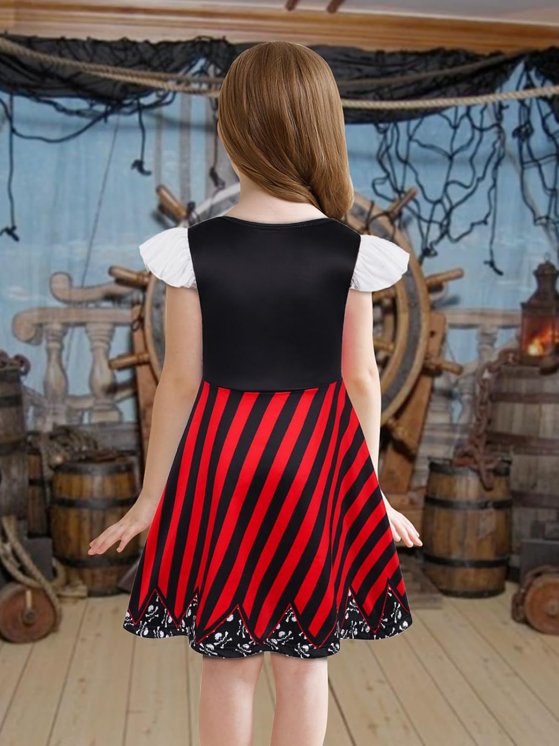 Eledobby Girls Pirate Costume Kids Halloween Dress Up Toddler Pirate Outfits Christmas Birthday Gift - Image 3