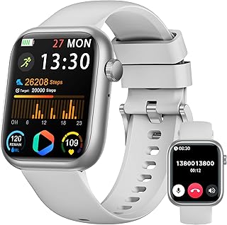 Men’s Women’s Smart Watch, 1.83 Inch Smartwatch with Bluetooth Call, Blood Pressure Monitor/Heart Rate/SpO₂/Sleep, Pedomet…