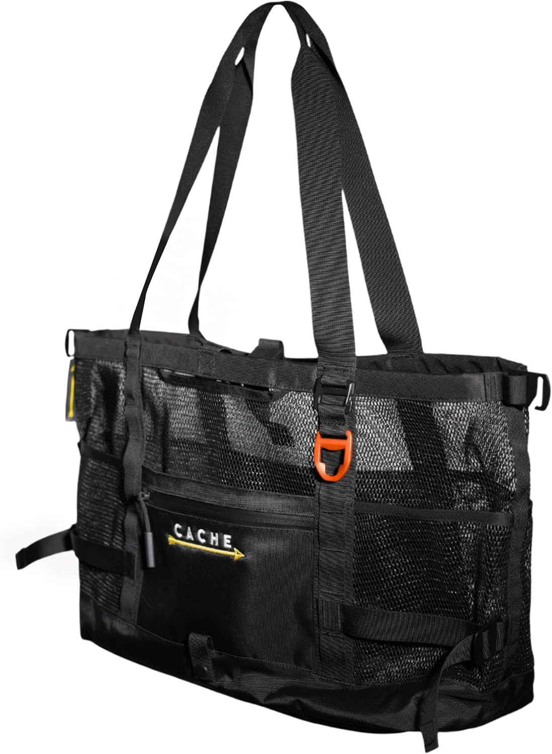 Cache Taxi-Way Tactical Mesh Tote Bag, Large Gym & Travel Bag with MOLLE Webbing (35L), Multi-Pocket Storage, Water Bottle Holder, Magnetic Closure | MOLLE Webbing, Tactical Mesh, 10 Pockets