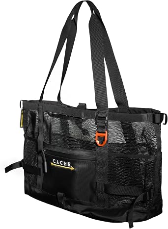Cache Taxi-Way Tactical Mesh Tote Bag, Large Gym & Travel Bag with MOLLE Webbing 35L, Multi-Pocket Storage, Water Bottle Holder, Magnetic Closure