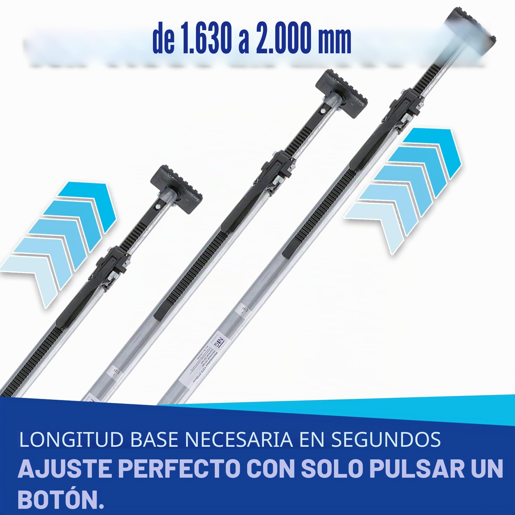 NTG Barra de sujeción de 1630 a 2000 mm – Barra extensible para asegurar el transporte de camiones, remolques y furgonetas – Barra de seguridad de carga de aluminio resistente con función de bloqueo