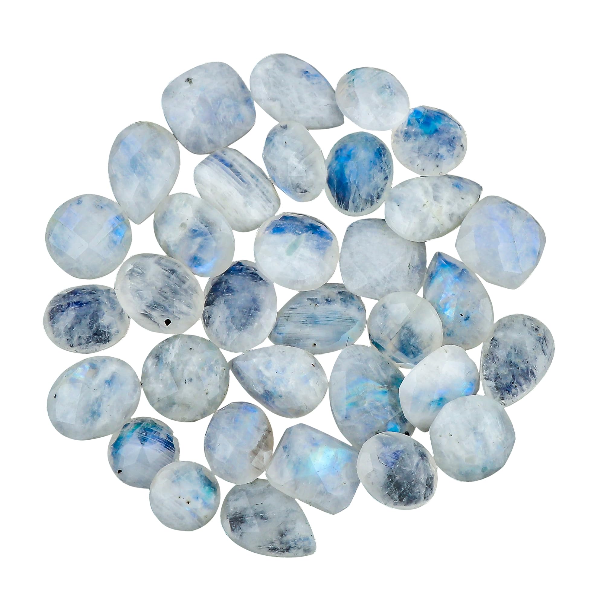 GEMKORA Natural Moonstone Briolette Cut Gemstones Wholesale Cabochons for Jewelry Making, Mix-Shapes | 25+pcs | 8-12mm