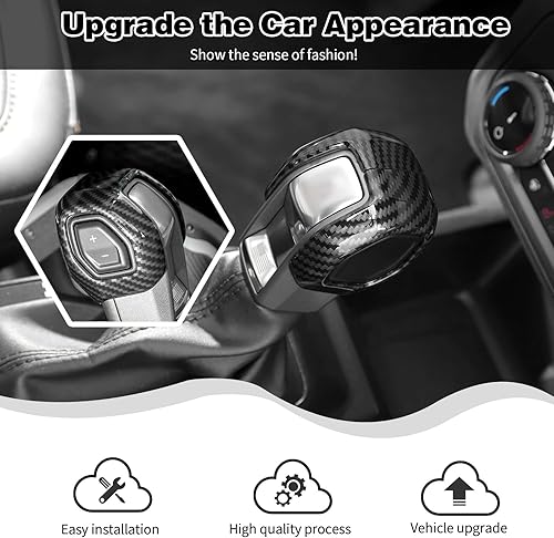 Miniatura 2 de Cubierta para perilla de palanca de cambios de automóvil para consola central, compatible con Ford Bronco 2021 2022 + accesorios interiores (morado,