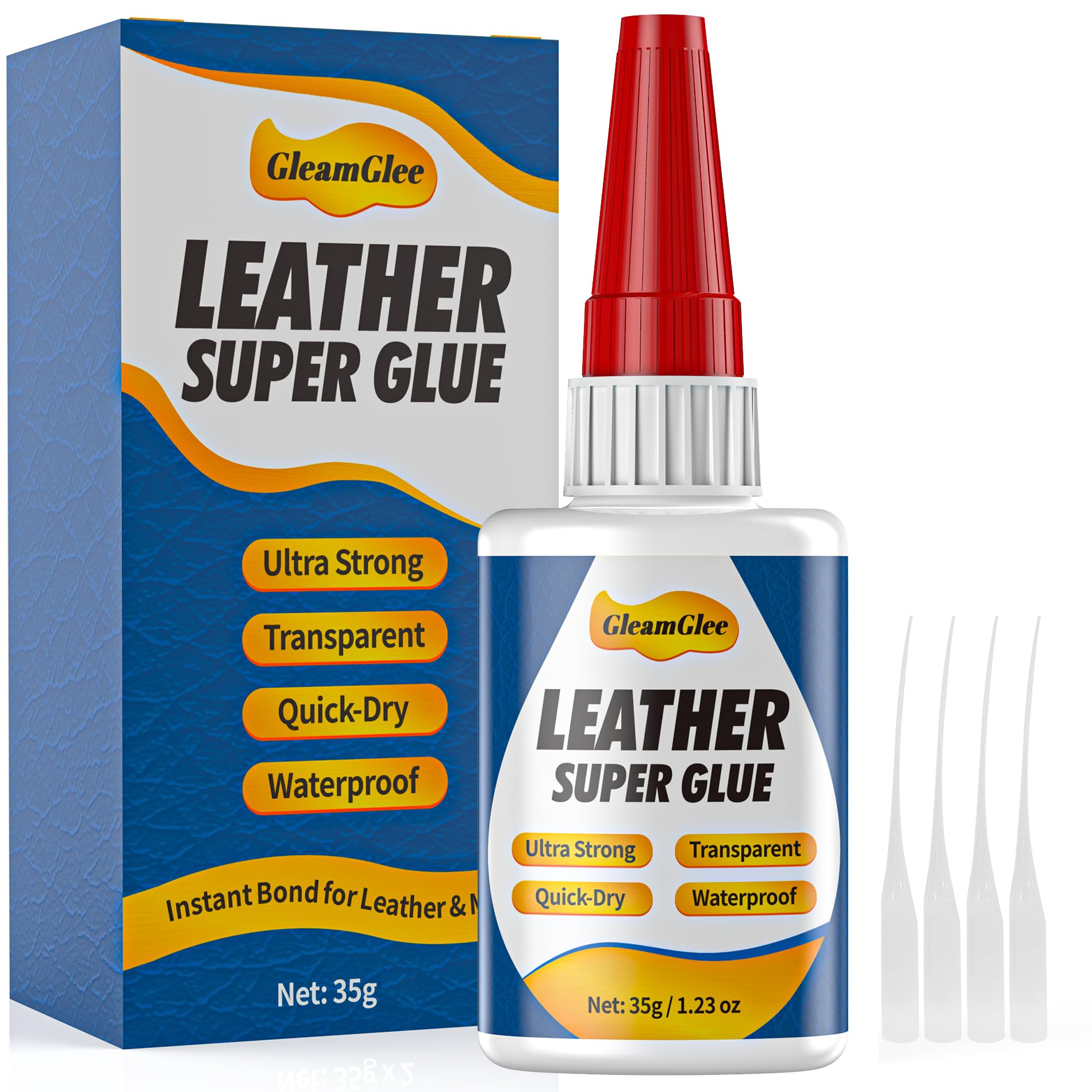 Leather Glue 1.23 oz - Clear, Waterproof Adhesive for Leather Repair on Shoes, Sofas, Furniture, Car Seats, Bags & More – Ultra Strong, Fast-Drying