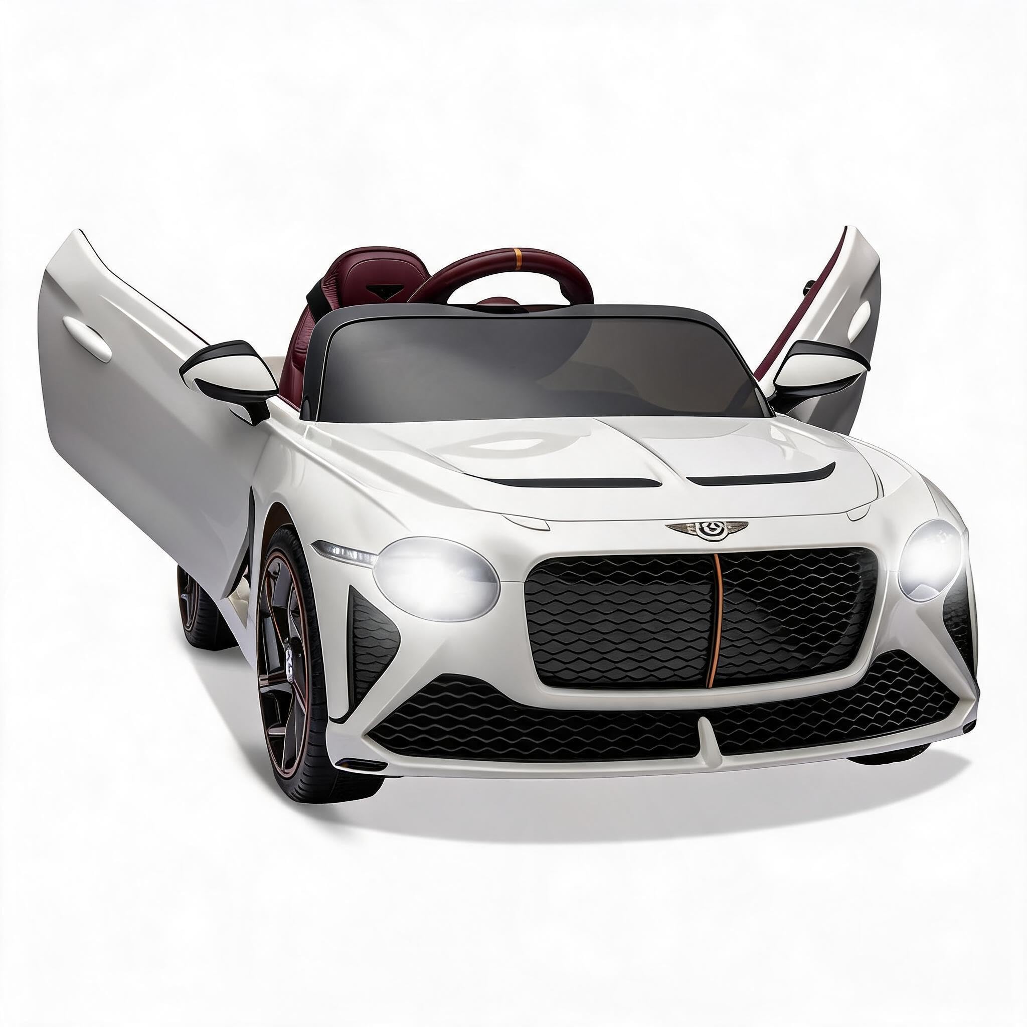 Bentley Kinder Elektroauto 12V Mit 2.4G Fernbedienung Und 2 Motoren, Luxusauto Mit Vertikalen Türen, 3 Geschwindigkeiten, MP3 Player, USB/AUX/Bluetooth & Sicherheitsfeatures, Für Kinder 3-8 Jahre