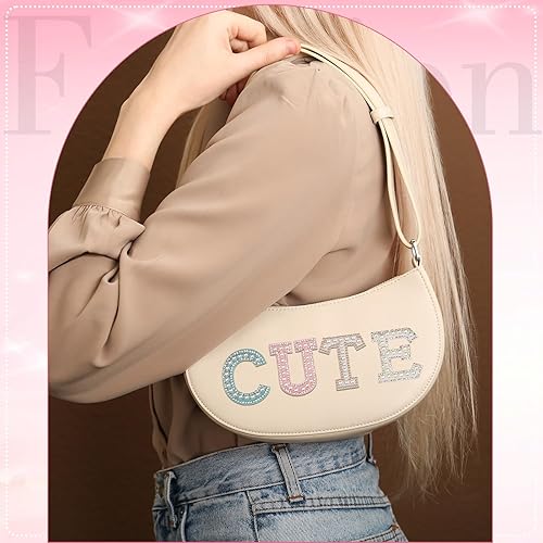 Miniatura 5 de 104 piezas de diamantes de imitación, perlas para planchar, parches decorativos de letras A-Z con purpurina del alfabeto inglés para coser en ropa,