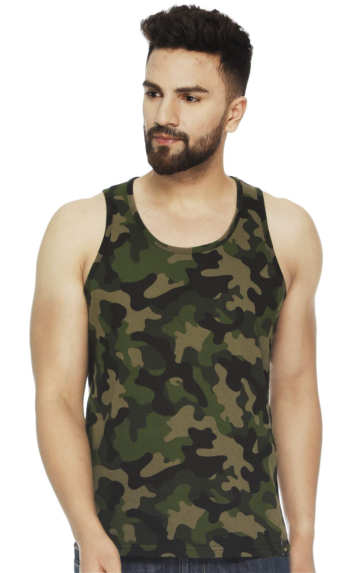 veirdo Pure Cotton Regular Fit Sleeveless Camoflauge All Over Printed Vest for Men-picture-39