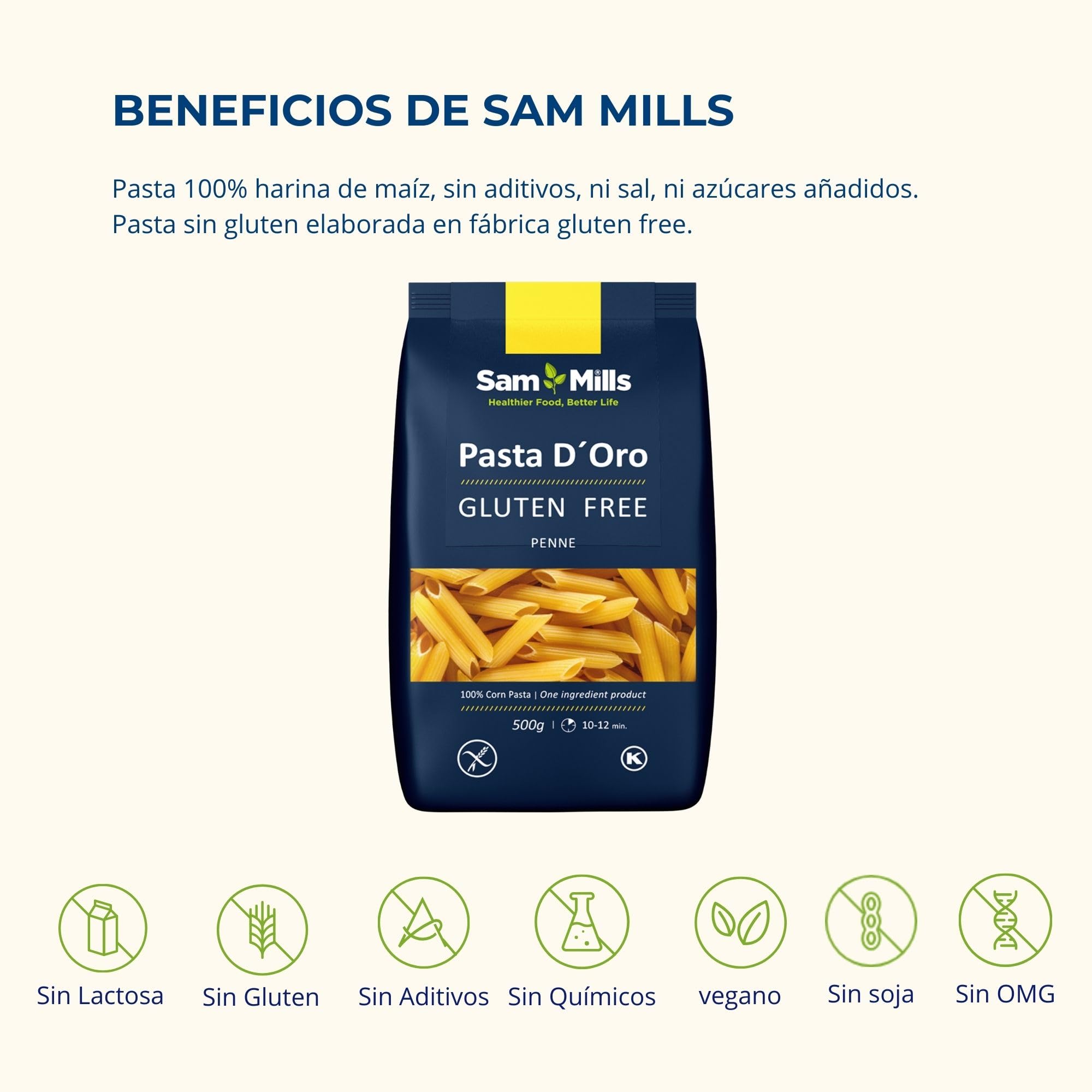 Sam Mills - Plumas Sin Gluten - 1 paquete de 500 g - 100% Harina de Maíz - Fabricado en Instalaciones Sin Gluten - Mejora el Tránsito Intestinal - Ideal para Dietas Veganas — view 5