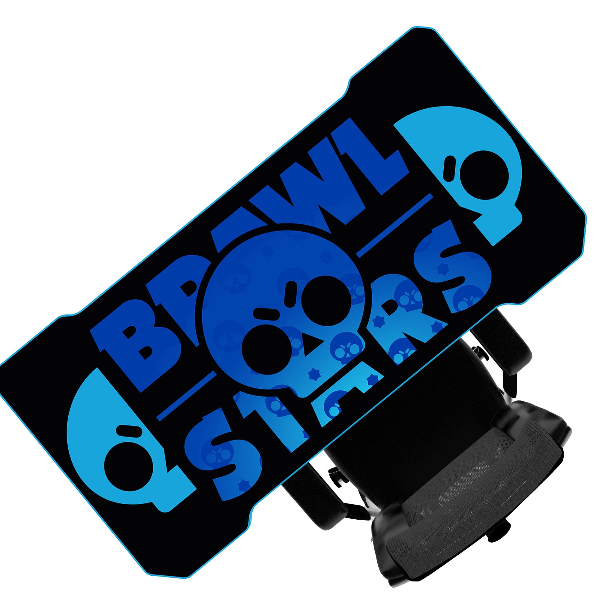 Subsonic - Escritorio Gaming Ergonómico con Alfombrilla XXL para Brawl Stars, Acabado Carbono, 120x60 cm, Base Azul, con Portavasos y Portaauriculares