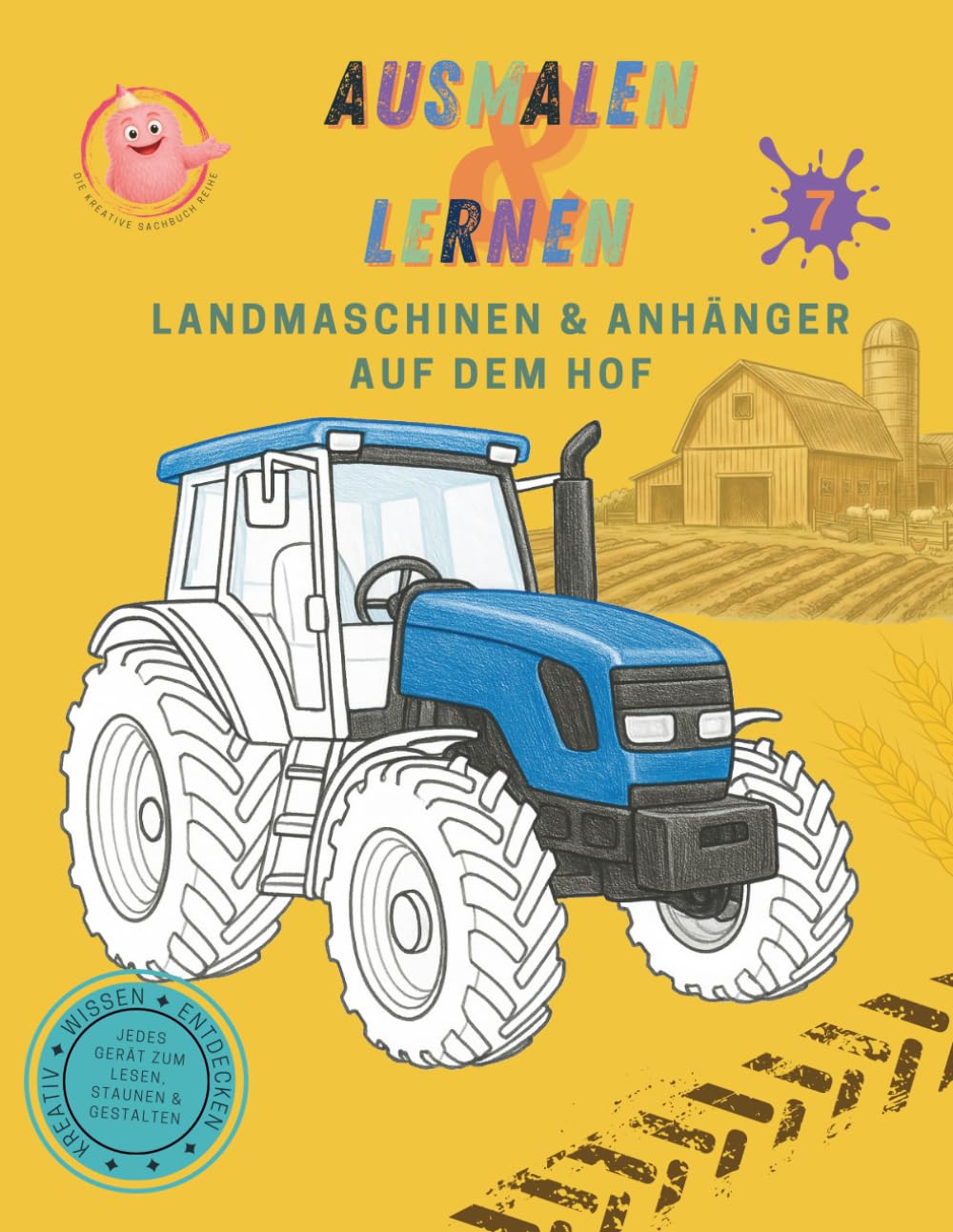 Ausmalen & Lernen: Landmaschinen & Anhänger auf dem Hof