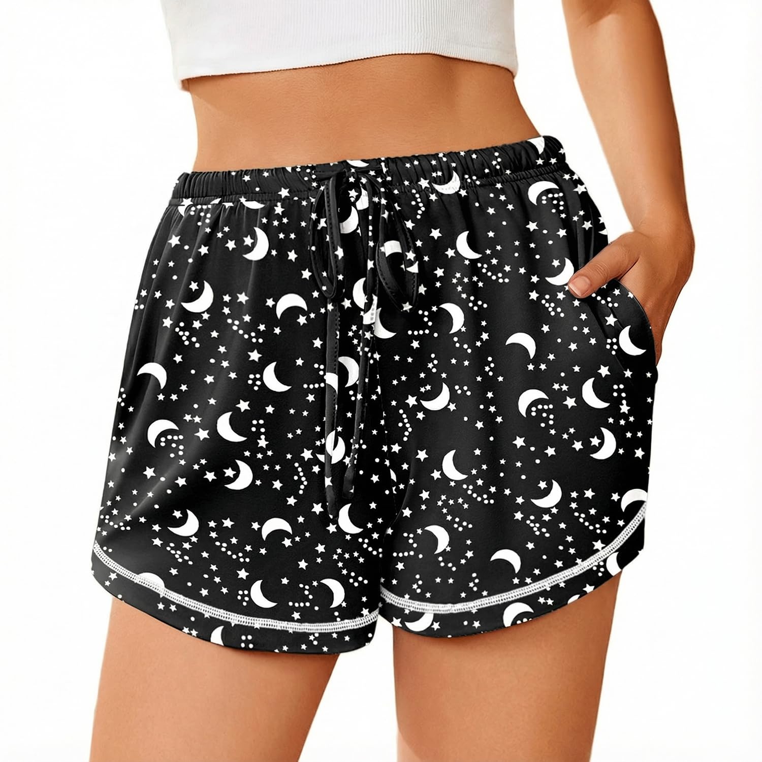 Ekouaer Pajama Shorts for Women Soft Sleep Shorts Casual lounge pants Comfy Pj pants with Pockets