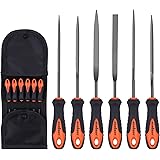 HORUSDY 6-Pieces Needle File Set, Hand Metal Files, Alloy Strength Steel Include Flat, Flat Warding, Square, Triangular, Round, and Half-Round File.