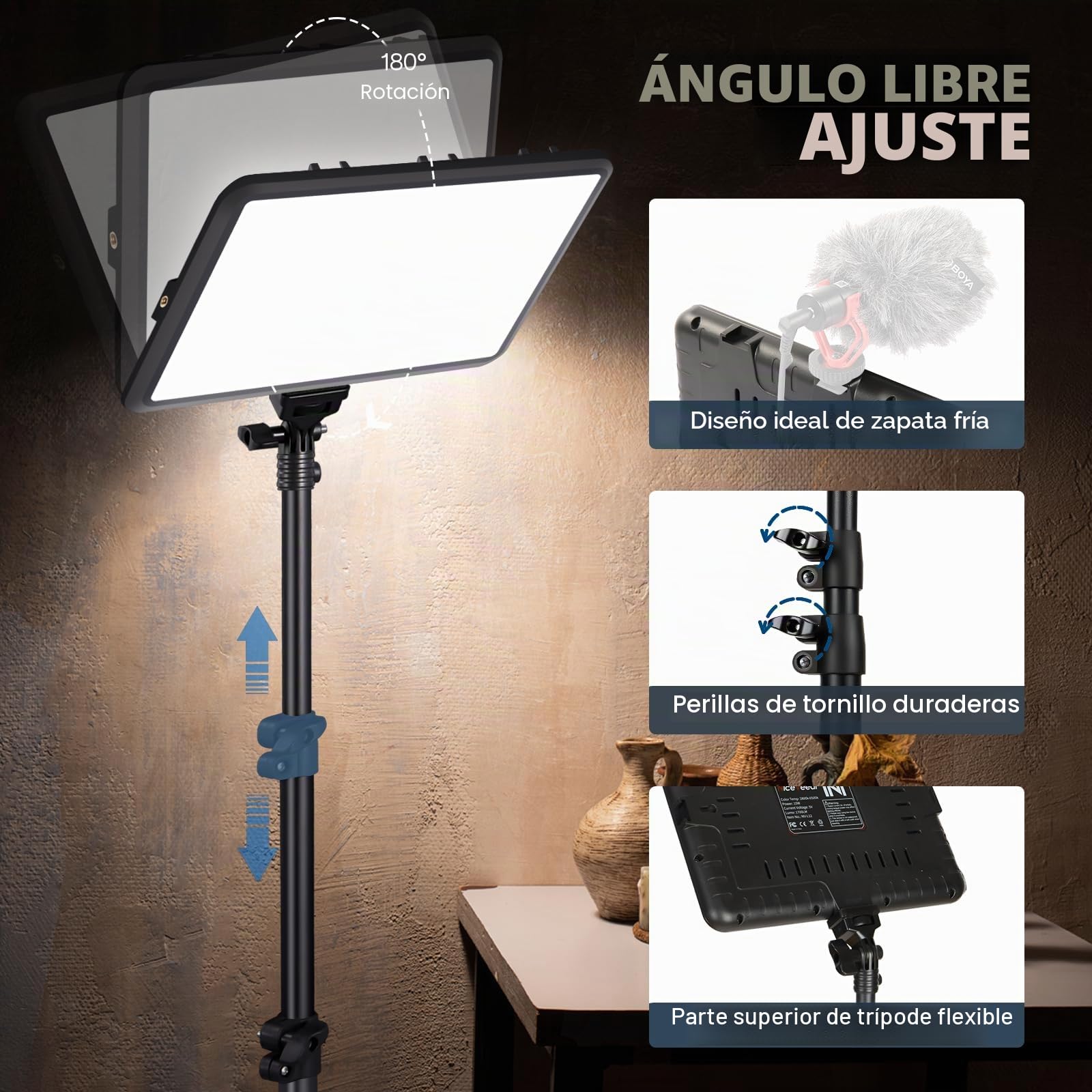 NiceVeedi Iluminación de fotografía de 25 W, Kit de 2 Paneles de luz LED de Video de 185 cm, luz de Estudio Regulable de 2900-7000 K con trípode, luz de transmisión para grabación de Video de Youtube