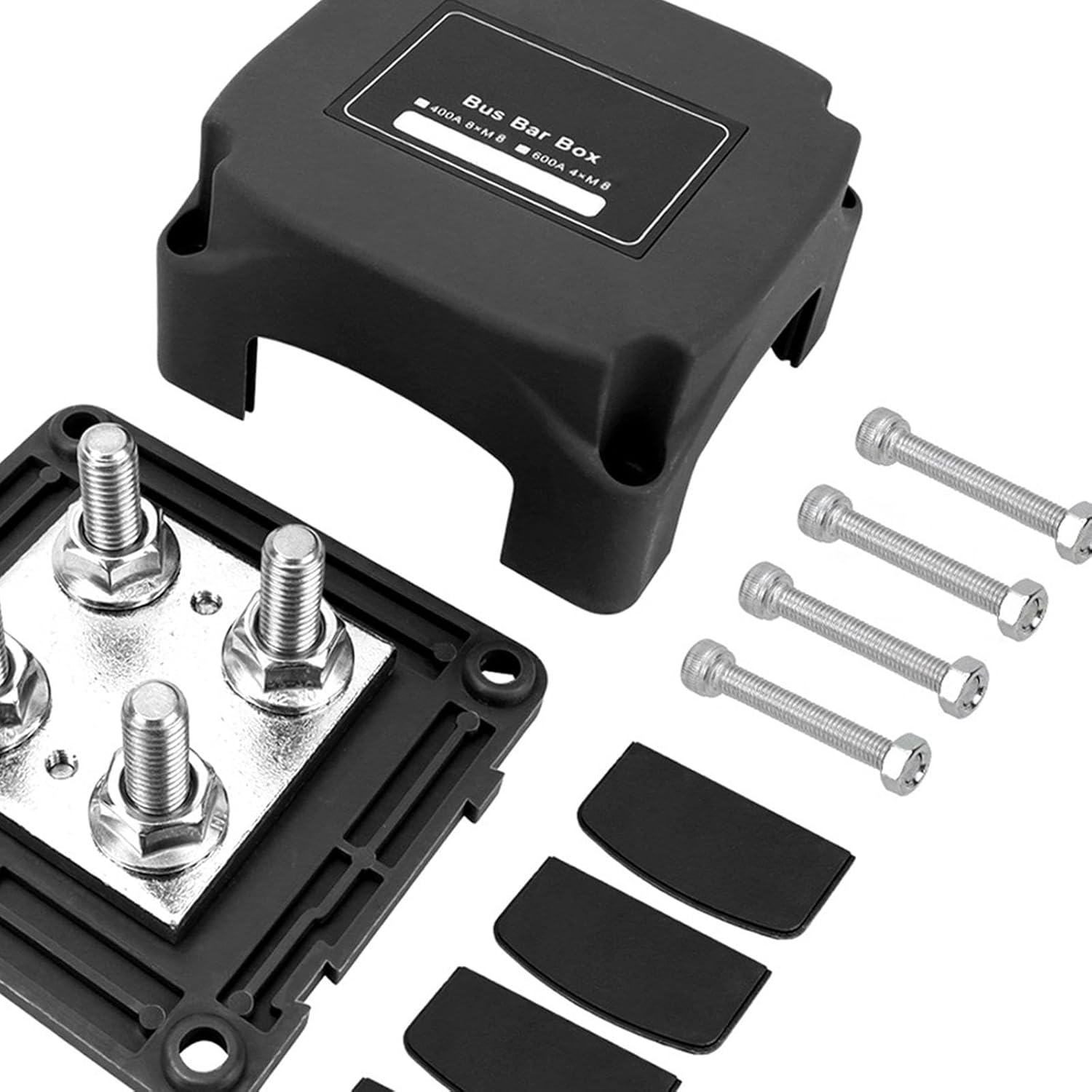 Power Distribution Block 400A with Cover High Current Busbar Terminal Block Bus Bar for Cars Truck RV Automotive Marine, Black