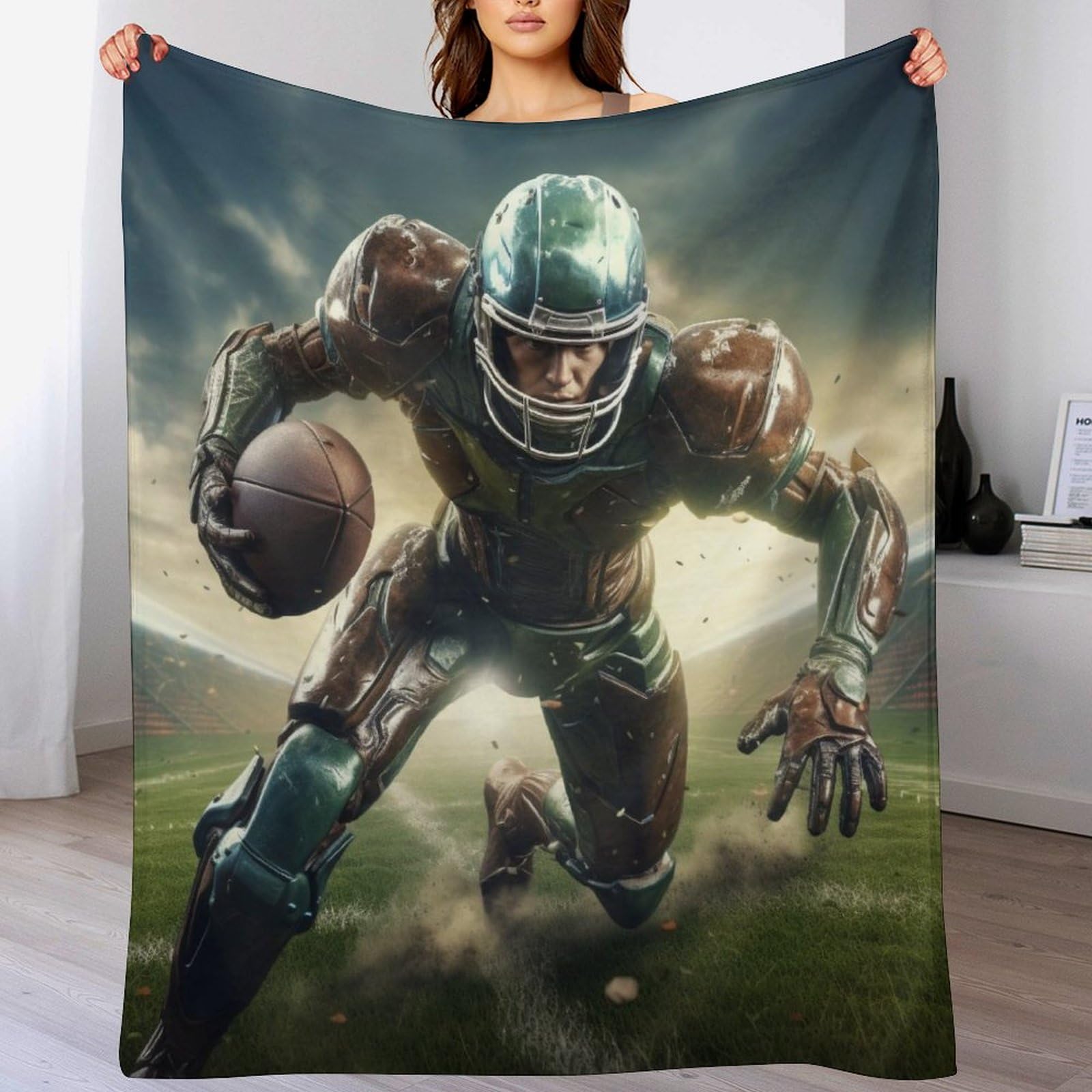 Manta de sofá con diseño de rugby para tardes de cine y relax en casa