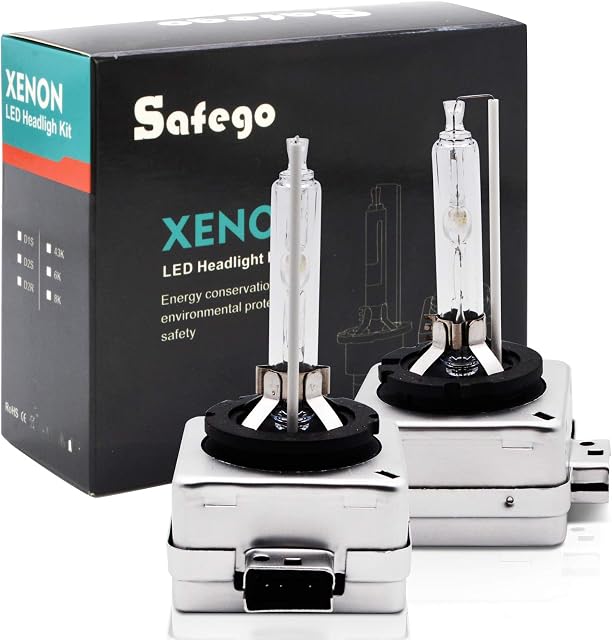 Safego D1S Xenon Bulb 35W 6000K HID Headlight Super Bright Discharge Lamp Replace HID Kit 12V Car Bulbs Diamond White LED Exterior Headlamp Bulbs, Pack of 2