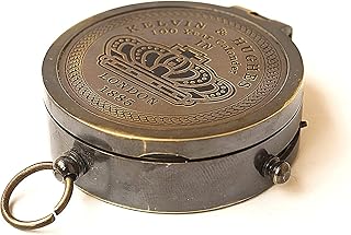 SX Nautical Instruments Brass Compass Vintage Finish Kelvin Hughes 100 Year Calendar Compasses lid Compass