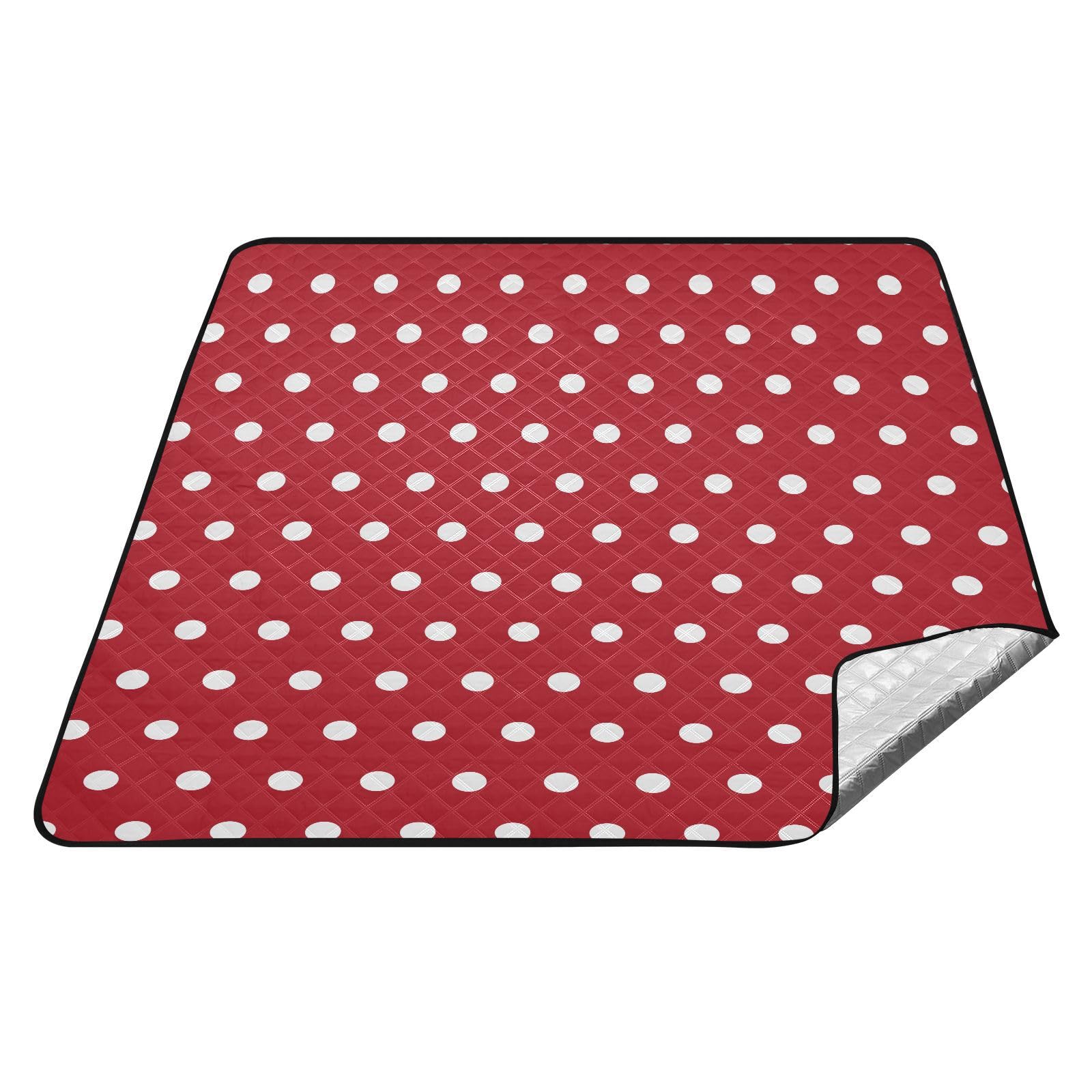 Tapete de picnic con lunares blancos y rojos, mantas de picnic Oxford, manta de picnic enrollable