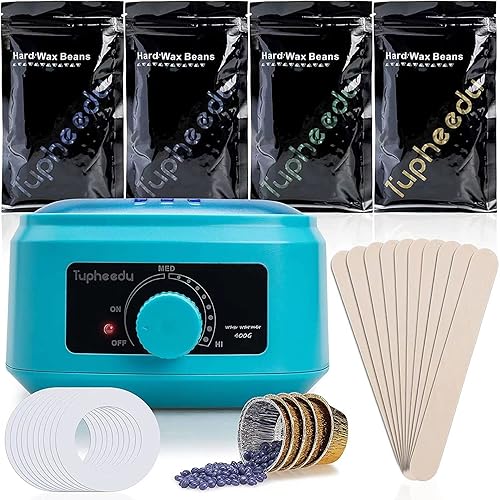Tupheedu - Kit de cera para mujeres y hombres, calentador de cera para depilación brasileño sin dolor para mujereshombres sin tirantes con 4 bolsas