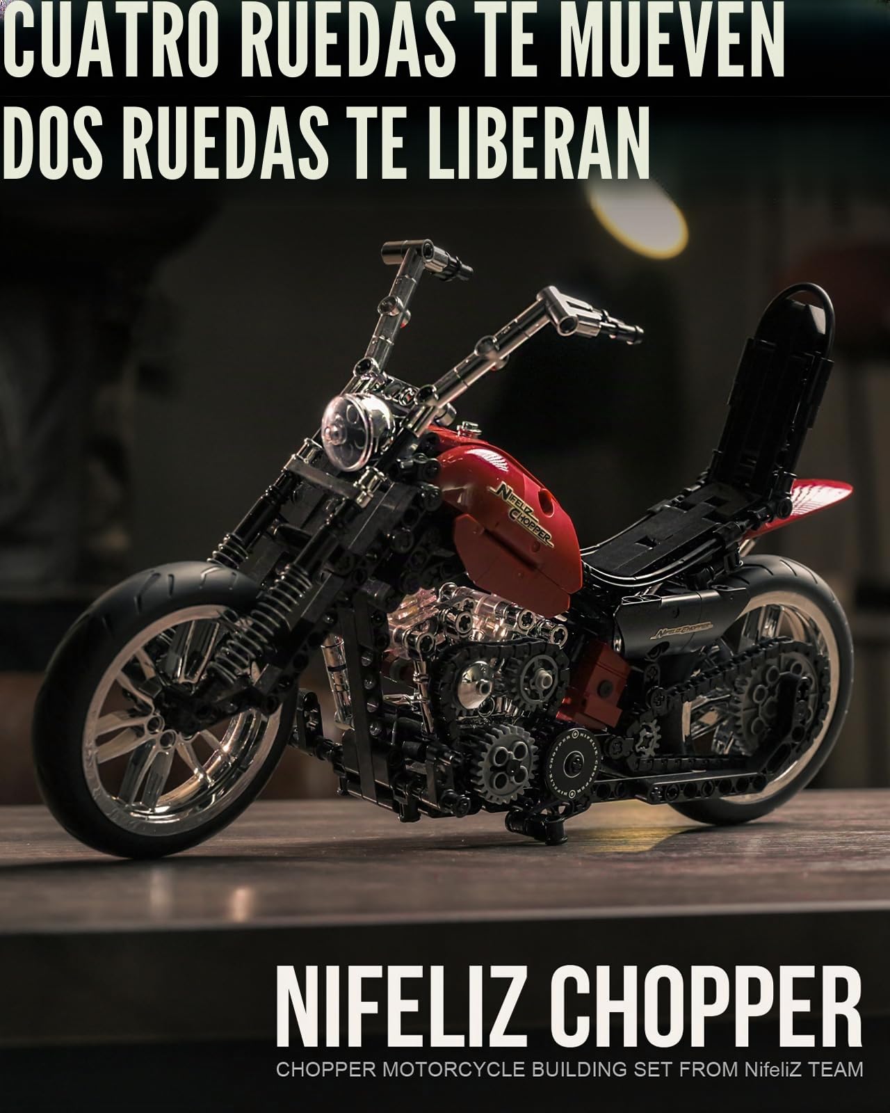 Nifeliz Chopper Technique Moto Sets De Construcción, Coche Kit de Maquetas como Regalo Para Adultos Fans de las Motos, Decoración Del Hogar Y Oficina (572 Piezas, NF10308)