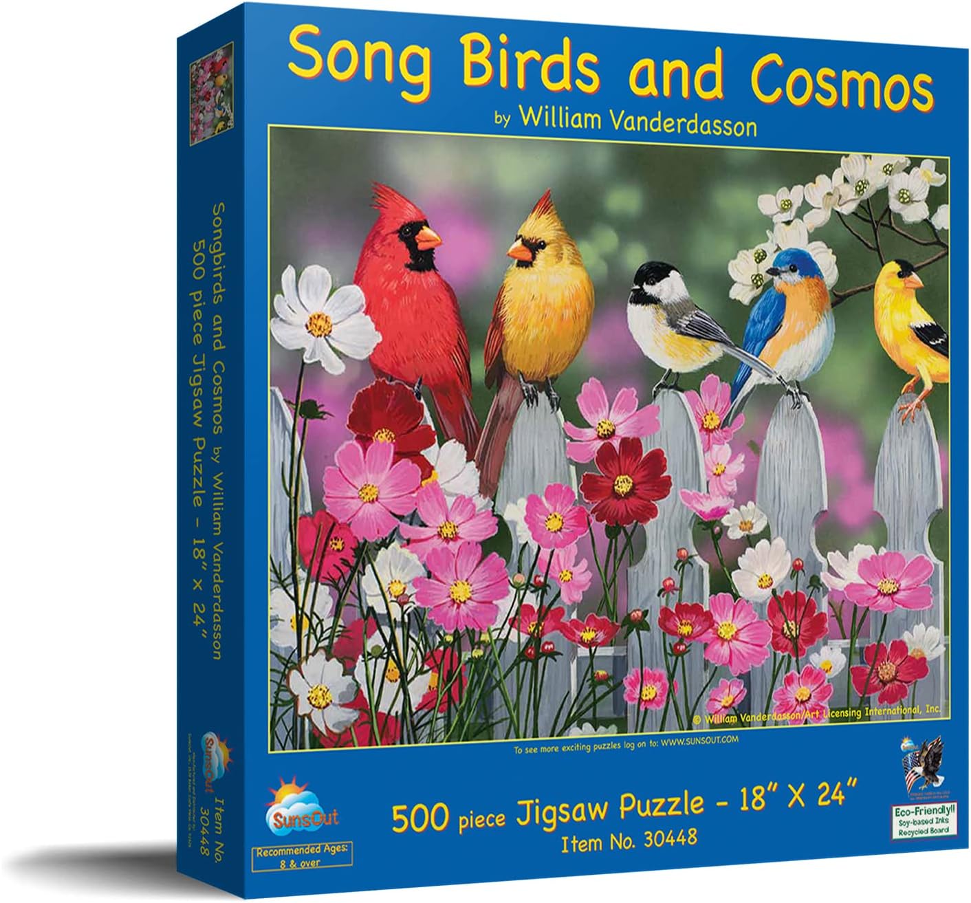 SUNSOUT INC - Songbirds and Cosmos - 500 pc Jigsaw Puzzle by Artist: William Vanderdasson - Finished Size 18" x 24" - MPN# 30448 - Image 2