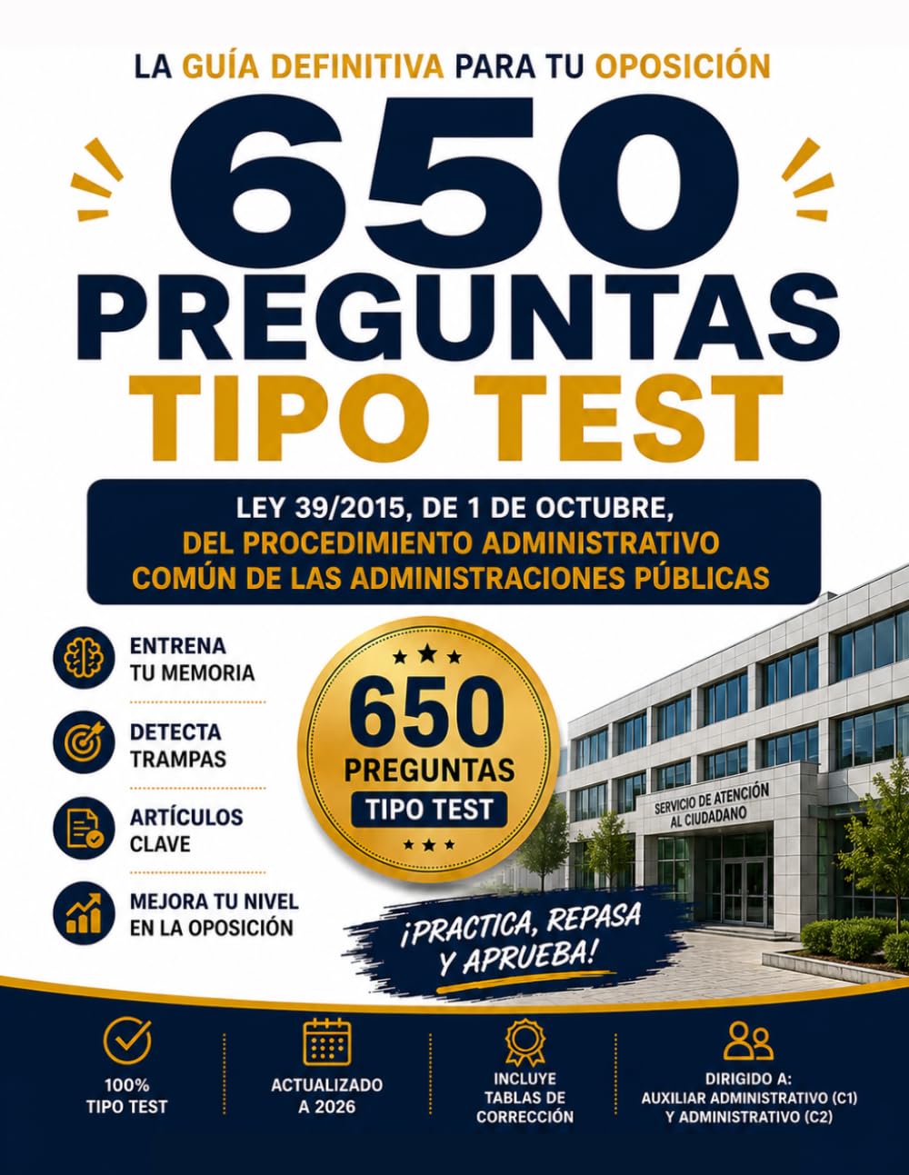TEST OPOSICION PROCEDIMIENTO ADMINISTRATIVO COMUN DE LAS ADMINISTRACIONES PÚBLICAS: 650 Preguntas Clave para Oposiciones